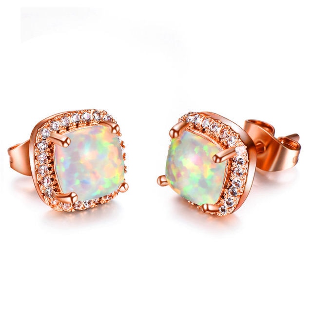 White Fire Opal Earrings